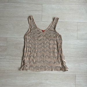 Nude / pink sheer beaded top. Sheer nude top with beaded detailing.